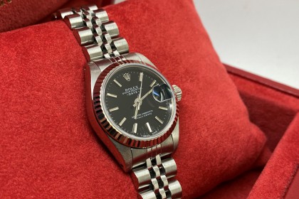Modern Rolex 69174 Lady Date, Black dial with Jubilee & fluted Bezel