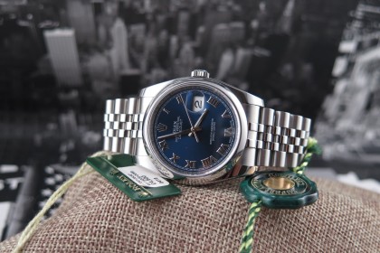 Modern Rolex 116200 Datejust with Blue Roman dial - MINT