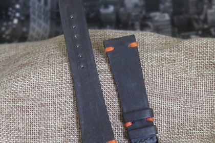 Straps Classic Collection 20mm MJW7 - Special Edition Charcoal with Orange Stitching