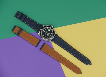 																															20mm Blue French Nubuck strap  															