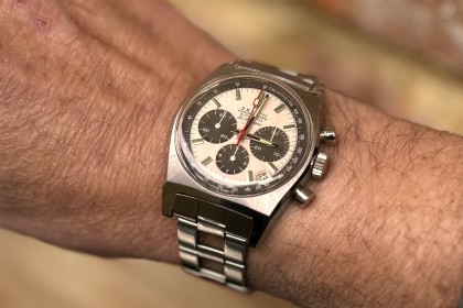 Vintage Zenith A384 El Primero Chronograph stunning case beautiful tropical dial and Gay Freres Bracelet